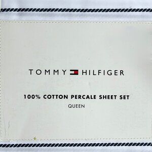 Tommy Hilfiger Navy Blue Rope Stripe QUEEN Size Sheet Set Crisp Cotton Percale